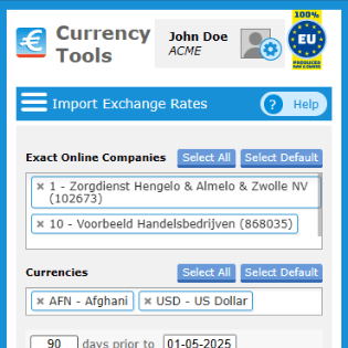 You can also import the daily rates into Exact Online from a phone.