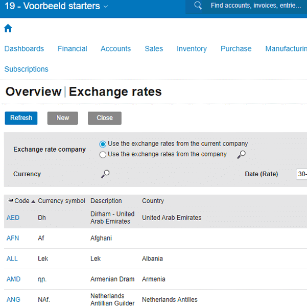 In the 'Exchange Rates' screen under 'Financial' you will see the result.
